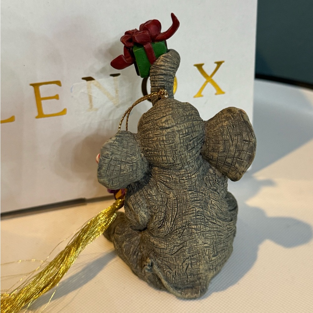 Vintage Lenox Grey Elephant Festive Friends Christmas ornament - 2002 in box - Picture 3 of 5